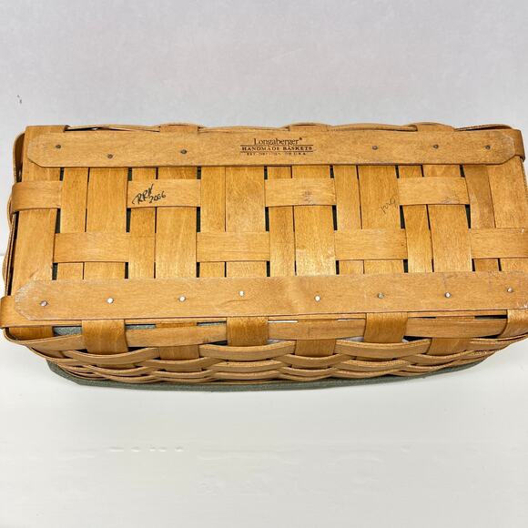 Longaberger Vanity Basket with Wood Lid Cloth Liner Plastic Liner - Picture 7 of 10